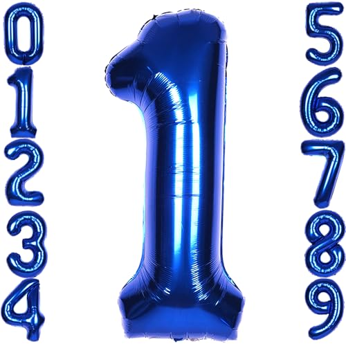 40 Inch Navy Blue Number 1 Foil Balloon Giant Mylar Birthday Party Decor