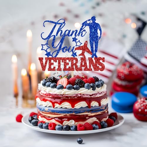Thank You Veterans Cake Topper | Patriotic Party Decoration