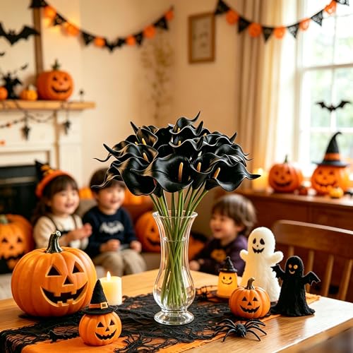 YOOHUA 13PCS Black Artificial Calla Lily Flowers for Decor