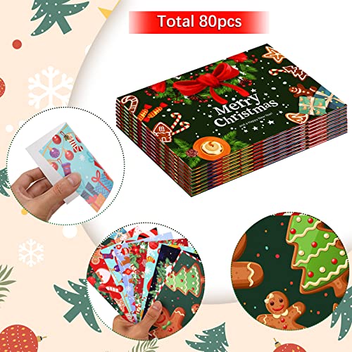 Santa Claus Postcards Set - 80 Note Cards for Kids & Adults, 4x6 Inches
