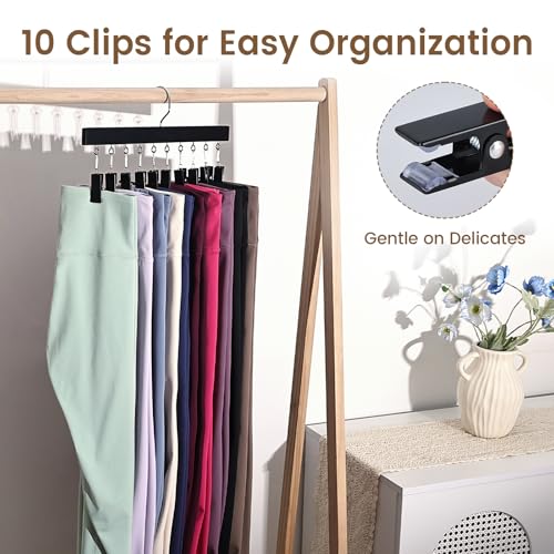DRAXZOR Wooden Legging Hanger, 2 Pack - Space Saving Closet Organizer, Black