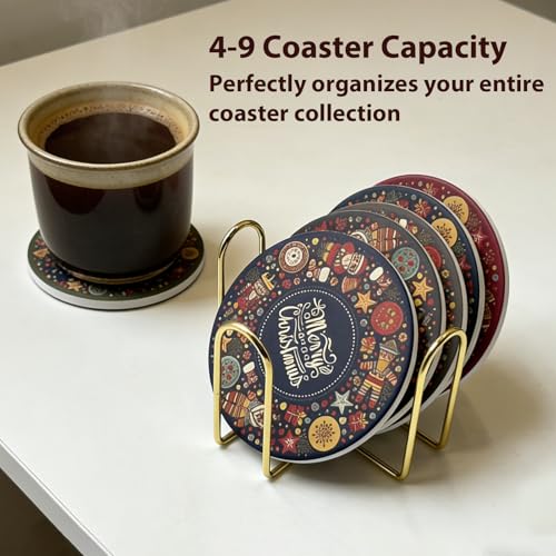 MOYODOR Gold 4.3 Inch Coaster Holder Metal Storage Caddy for Round & Square Coasters - 1PC