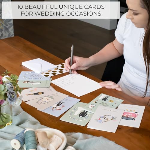 Elegant Wedding Card Set of 10 with Envelopes & Stickers