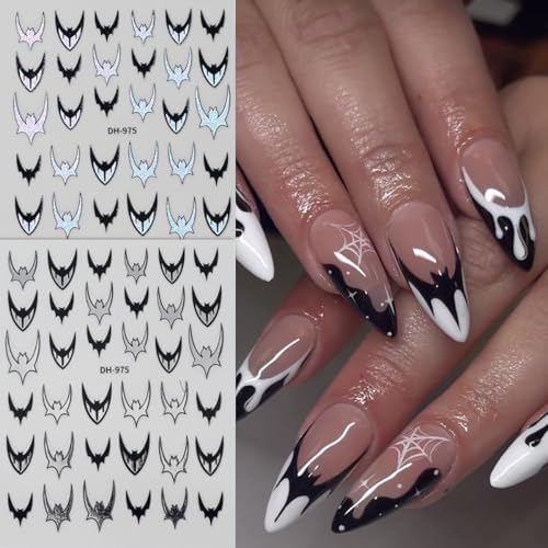 Bat Nail Stickers 6 Sheets Self-Adhesive Halloween Decals