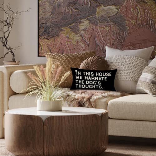 Funny Dog Lumbar Pillow Cover for Dog Lovers | 12x20 Inch Farmhouse Decor