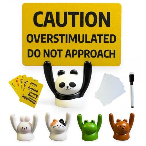 Funny Office Desk Sign Set A with 5 Animal Holders & Quotes