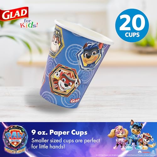 Glad for Kids Paw Patrol Paper Cups, 9 Oz, 20 Count - Sturdy & Soak-Proof