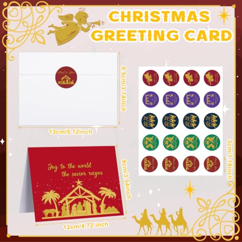 200 Christian Christmas Cards Bulk with Envelopes and Stickers - Bible Verse Design