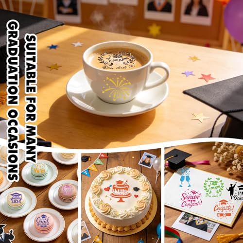 Graduation Cookie Stencils - 25 Pack Reusable Latte Art Tools