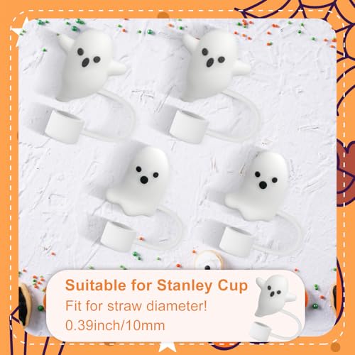 Halloween Ghost Straw Toppers - Silicone Covers for Stanley 30/40 Oz
