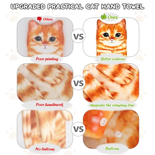 Orange Cat Hand Towel - Absorbent Kitchen & Bathroom Decor Gift