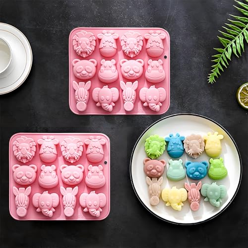 Animal Silicone Molds Set of 2 - 12 Cavity for Chocolate & Candy