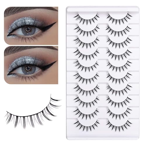 Natural False Eyelashes 10 Pairs Reusable Soft Cotton Band Strip Lashes