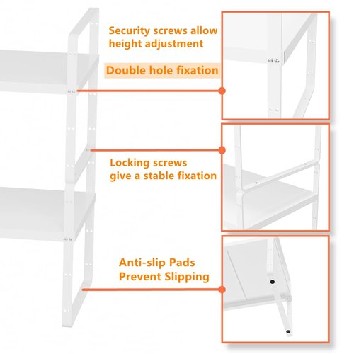 Slideep Expandable Counter Organizer Shelf, Stackable Cabinet Shelves Organizer Storage Rack Cupboard Stand Spice Rack for Kitchen Bathroom Pantry White -2 Set
