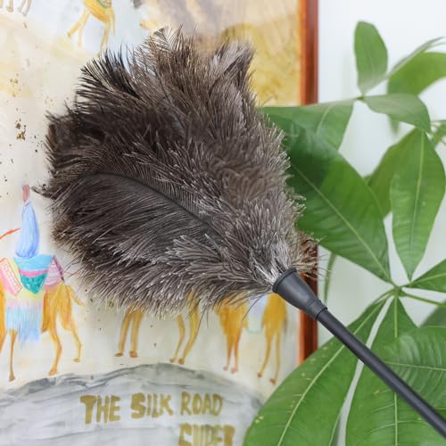 14.9 Inch Natural Ostrich Feather Duster - Lightweight Handheld for Cleaning