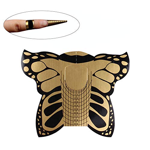 100 Pcs Butterfly Nail Forms for Acrylic UV Gel Extension Square C Curve