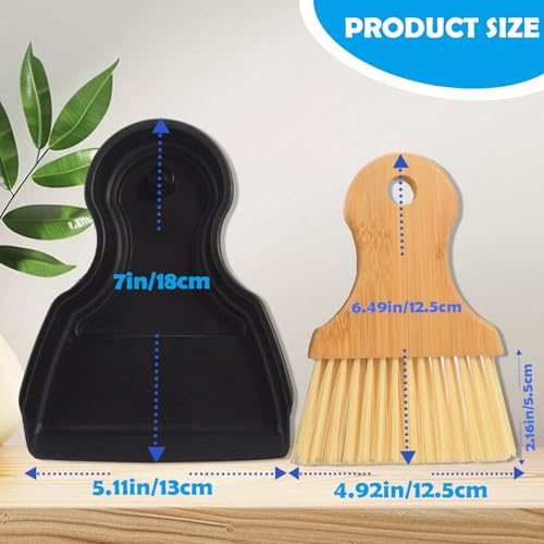 Mini Broom and Dustpan Set with Bamboo Handle - Black Compact Crumb Sweeper