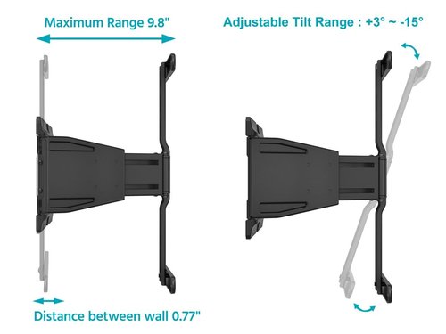 Monoprice Ultra-Slim Full-Motion Articulating TV Wall Mount Bracket - For 40" ~ 75" TVs Max Weight 66lbs VESA Up to 200x200 Concrete & Brick Compatible, Black
