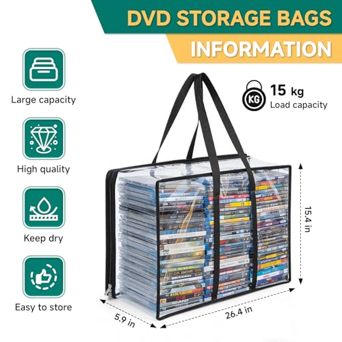 Philbinden Clear DVD Storage Bags - Holds 90 Blu-Rays & 120 CDs