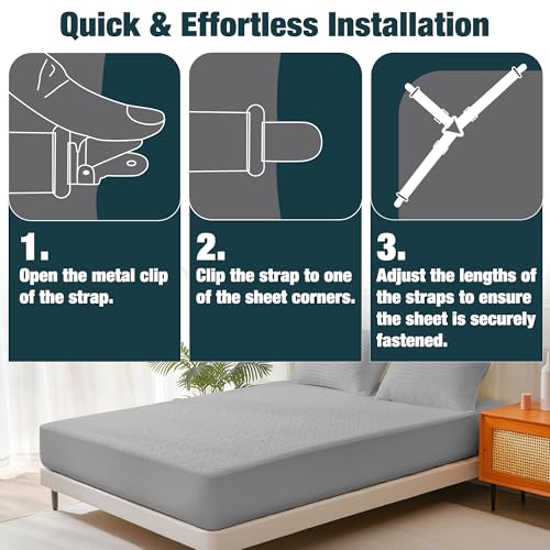 Triangle Style 4 Pack Adjustable Bed Sheet Fasteners with Clips
