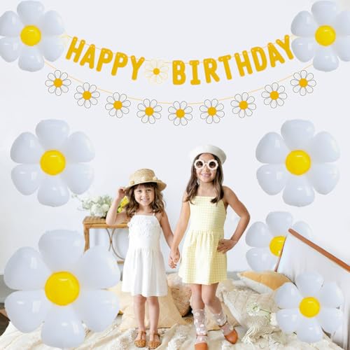 33pcs Daisy Flower Birthday Party Decoration Set with Balloons and Banner