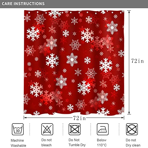 Christmas Snowflake Shower Curtain - Waterproof & Machine Washable, 72"x72"