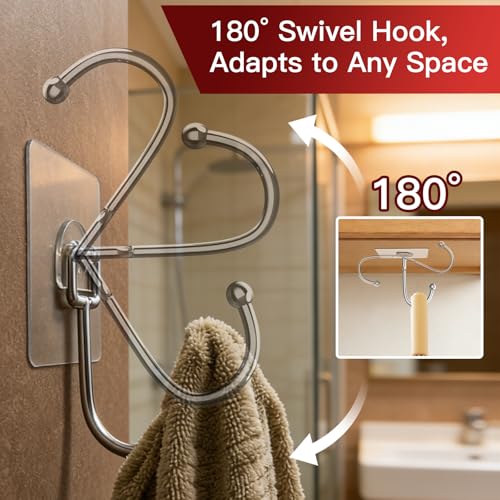 Heavy Duty Adhesive Hooks 12-Pack - Waterproof Self-Adhesive Utility Hooks for Home
