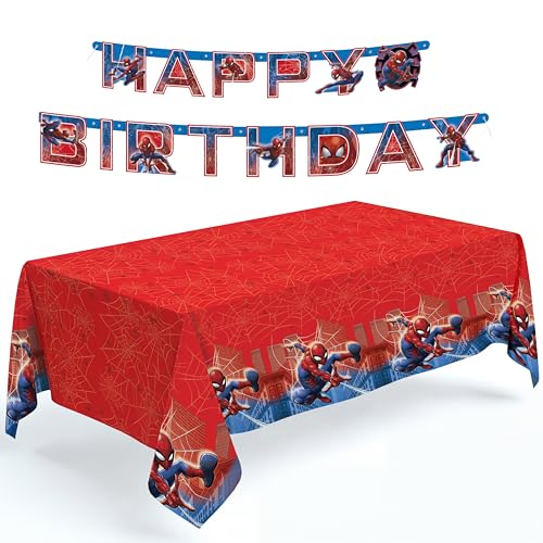 Spiderman Birthday Tablecloth and Banner Party Decor Set
