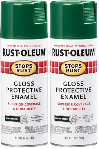 Rust-Oleum Stops Rust Spray Paint, Gloss Hunter Green, 12 oz (Pack of 2)