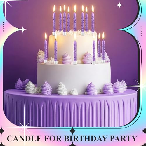 Kpop Purple Lightning Birthday Candles - Set of 12, Cake Topper & Decor