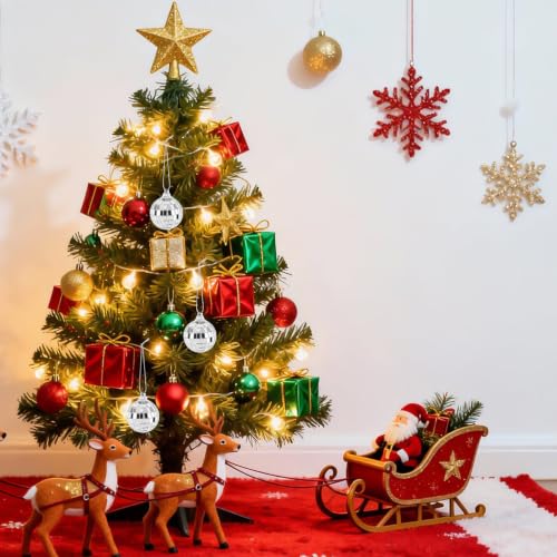 12Pcs Small Disco Mirror Balls with Hanging String for Christmas & Party Decor