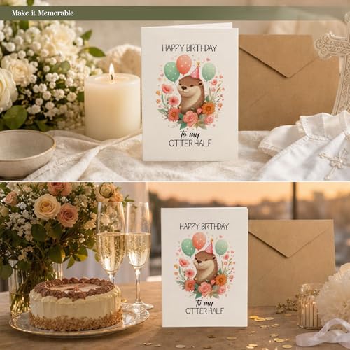 Cute Otter Half Birthday Card Set with Envelope & Stickers