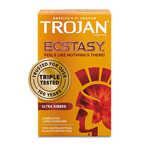 Trojan Ecstasy Ribbed Latex Condoms, 52 Count (2-Pack of 26)