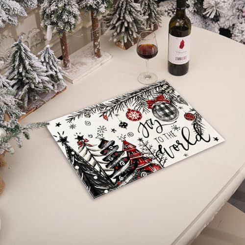 White Christmas Tree Placemats Set of 4 Holiday Table Decor for Kitchen & Dining