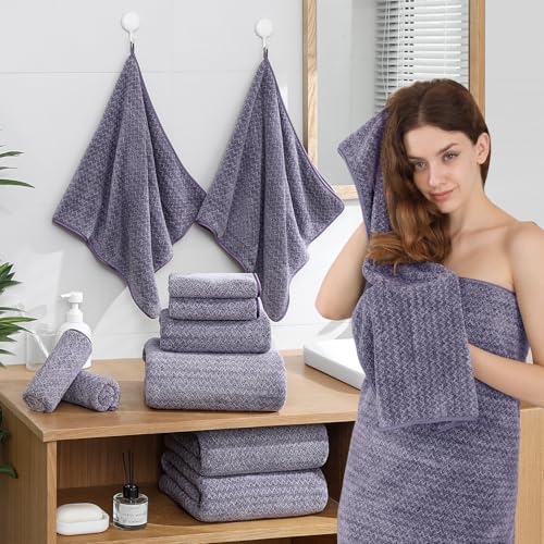 Ycosy Microfiber Hand Towel Set 16x31 Inches - 2-Piece, Dark Purple