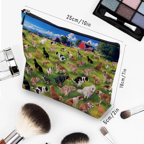 Dog Doodle Art Makeup Bag Cute Puppy Cosmetic Pouch for Women