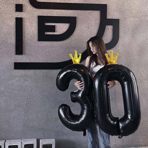 40 Inch Black Number 20 Crown Balloon Set for 20th Birthday