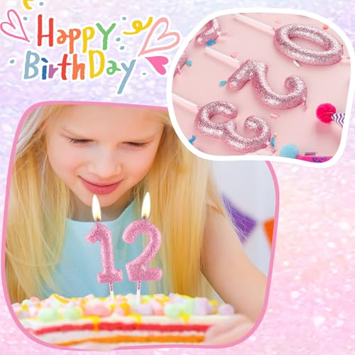 Glitter Pink Number 1 Birthday Candle - 2.36in Cake Topper Decor