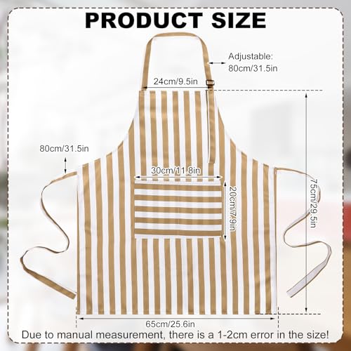 Striped Kitchen Aprons 2 Pack with Pockets Waterproof Adjustable