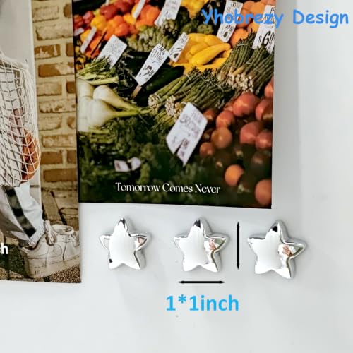 Silver 12PCS Star Refrigerator Magnets Set - Yhobrezy