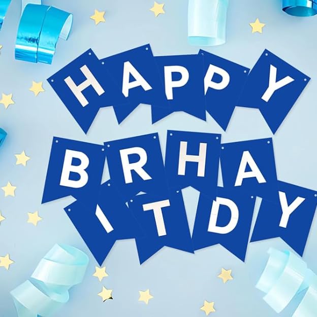 Navy Blue Happy Birthday Banner for Nautical Theme Parties