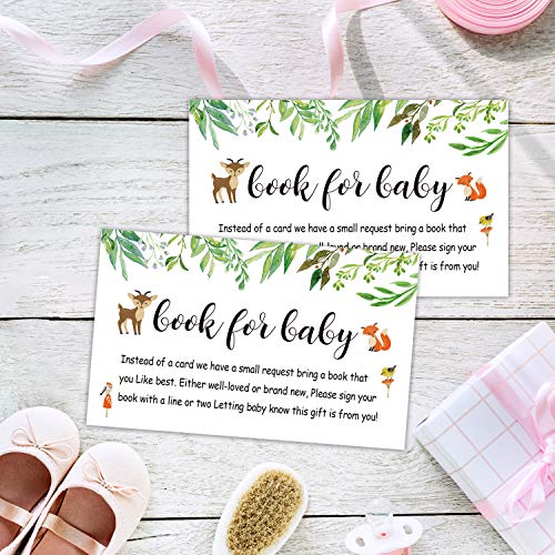 Woodland Floral Baby Shower Book Request Cards - 50 Pack