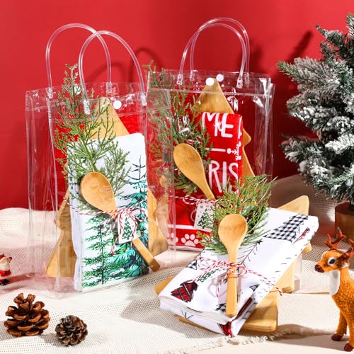 Christmas Tree Bamboo Cutting Board Set - 6 Piece Holiday Kitchen Gift