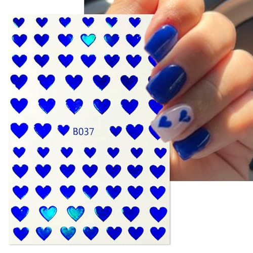 TailaiMei Heart Nail Stickers Colorful Glitter Self-Adhesive Nail Decals