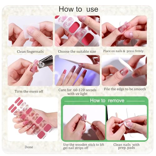 WOKOTO Semi-Cured Black Gradient Gel Nail Strips - 16 Pcs UV Wraps