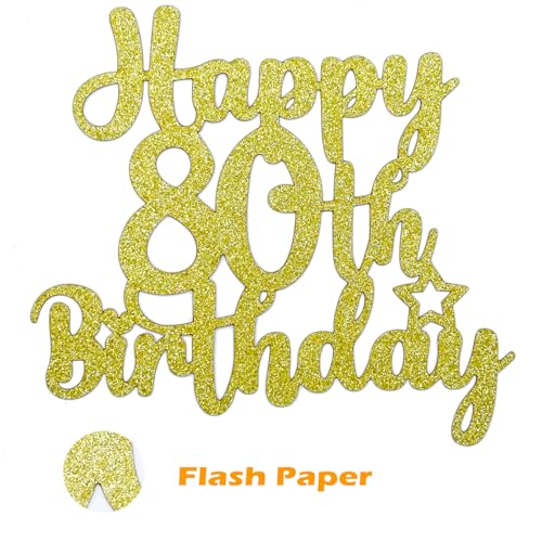 80th Birthday Cake Topper Gold Glitter 80th Birthday Party Decoration