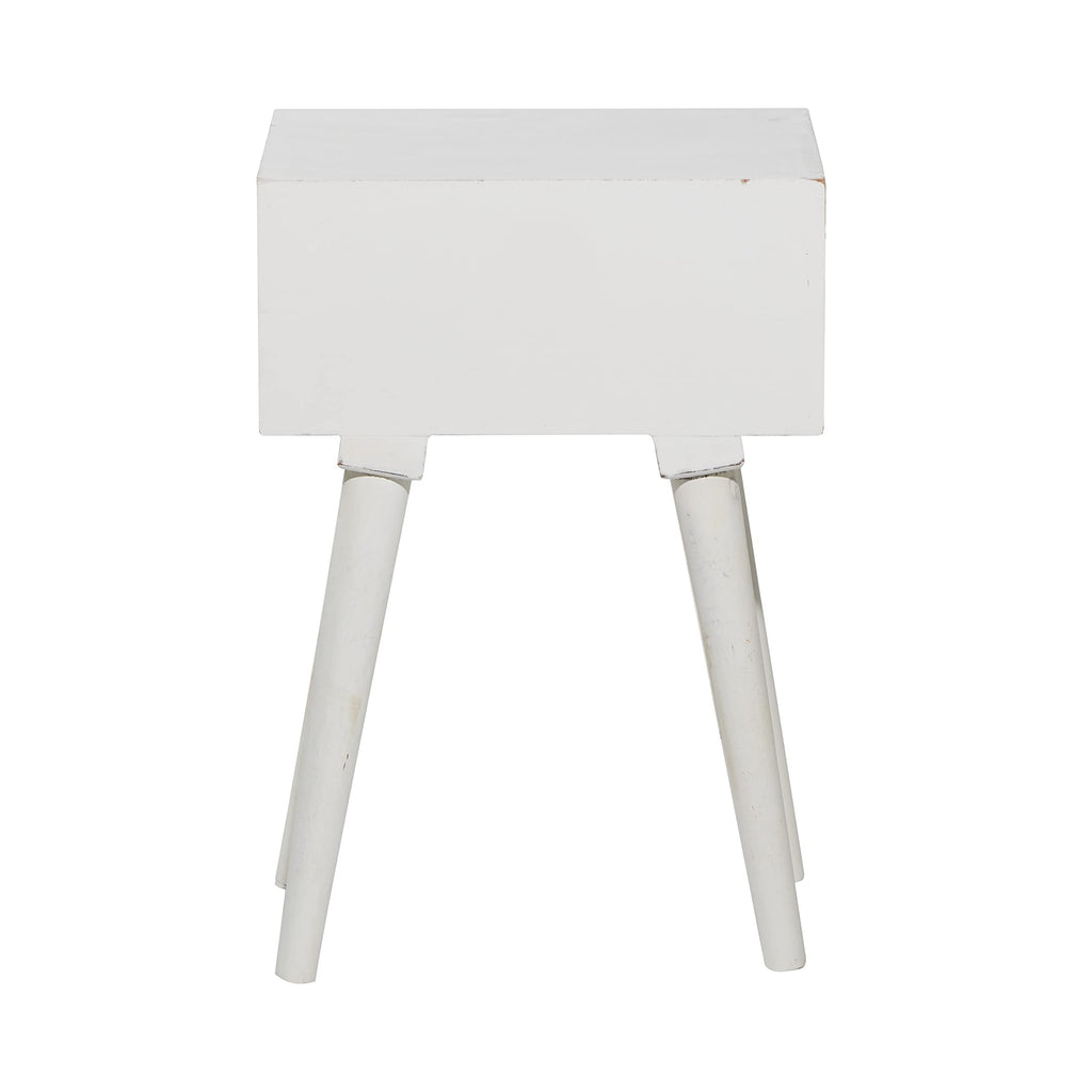 Deco 79 Mango Wood Scroll Side End Accent Table Intricately Carved Single Drawer End Table, Side Table 16" x 13" x 24", White