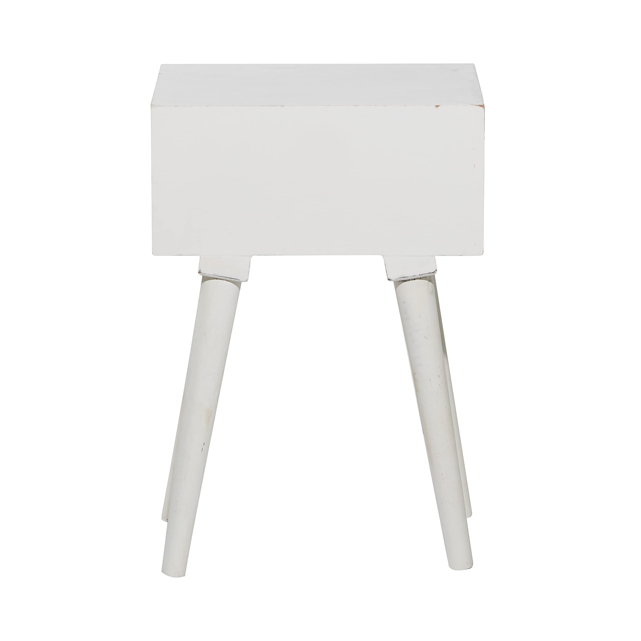 Deco 79 Mango Wood Scroll Side End Accent Table Intricately Carved Single Drawer End Table, Side Table 16" x 13" x 24", White