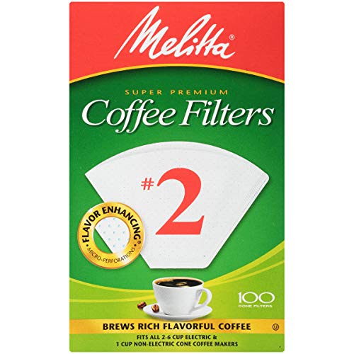Melitta #2 Cone Coffee Filters, 100 Count - Chlorine Free & Compostable