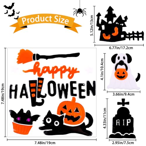 JOICEE Halloween 3 Gel Window Clings Set - Spooky Glass Decor, 6 Sheets